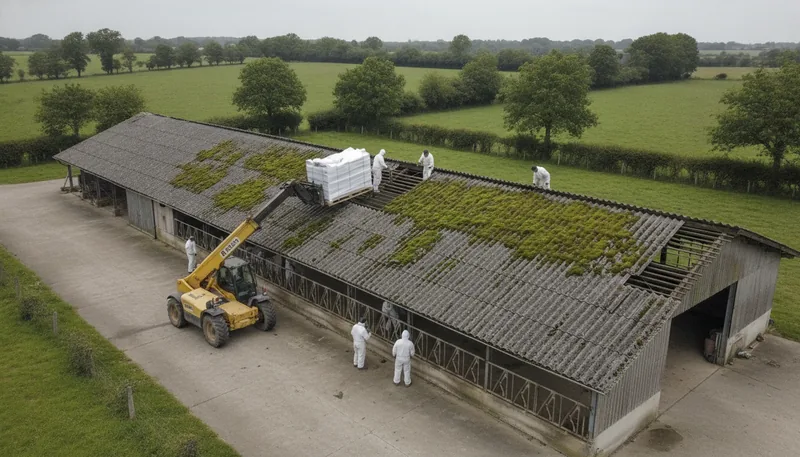 Dépose de 520 m² de fibrociment sur une stabulation d'élevage, Jallais à Beaupréau-en-Mauges