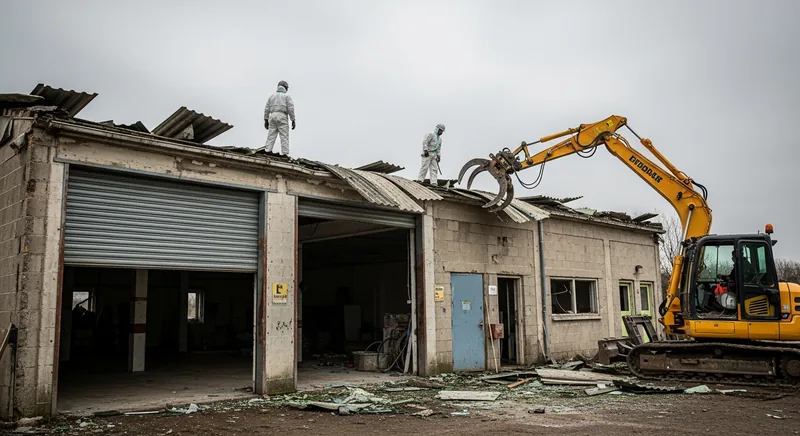 Curage complet d'un ancien garage automobile promis à la démolition, Bottière, Nantes