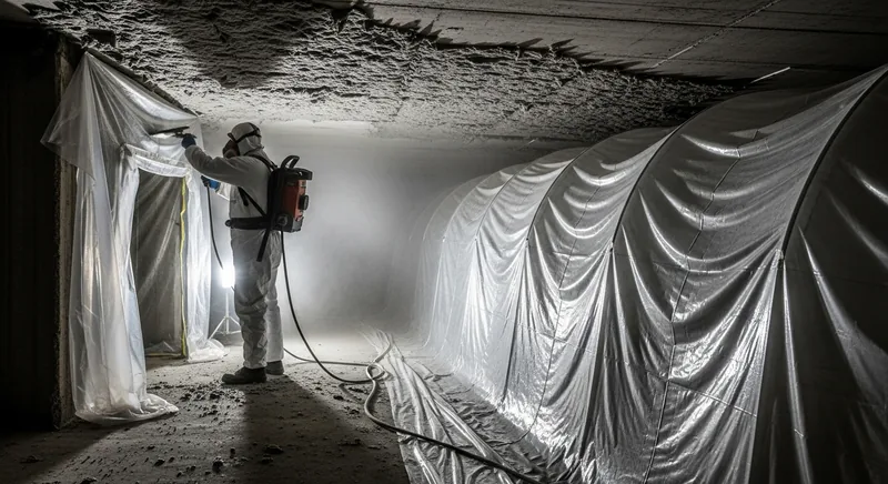 Flocage amianté : cave d'immeuble, 120 m² — Saint-Herblain